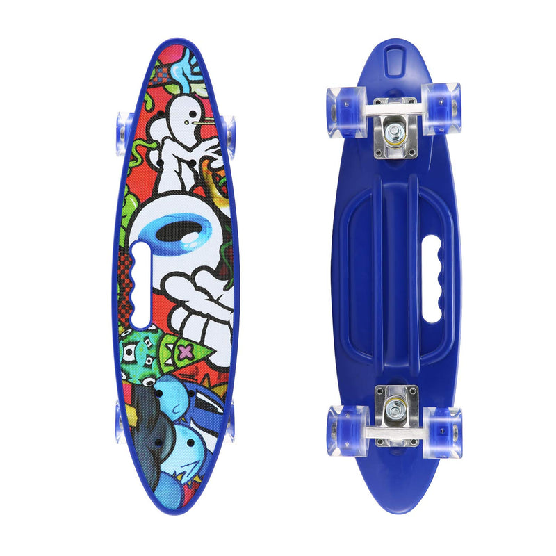 SANSIRP 23 Inches Plastic Skateboard, Complete Portable Mini Skateboards with Bendable Deck LED Light Up Wheels for Beginners/Kids/Adults
