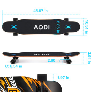 AODI 46" Longboard Skateboard Complete Canadian Maple Wood Double Kick Concave Maple Skateboard with LED PU Wheels and Custom Long Board Backpack for Boys Girls Beginners Adults