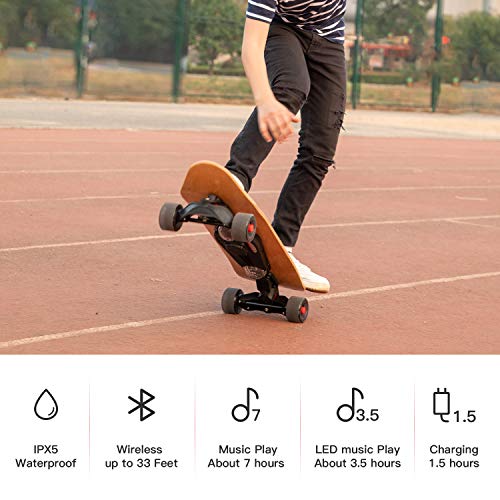 SANSIRP Music Bluetooth Skateboard,Standard Skateboard with Charging Mouth/TF Card Multifunctional Skateboard with LED -Projection Flashes Suitable for Night and Party