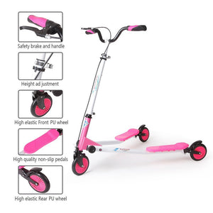 AODI Swing Scooter Adjustable 3 Wheels Foldable Wiggle Scooter Self Drifting for Kids/Adult Age 5 Years Old and Up