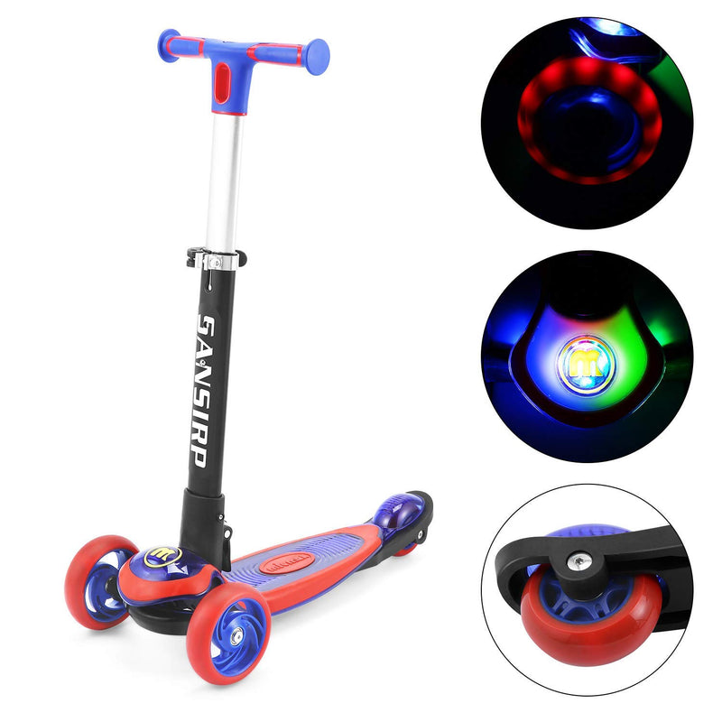 SANSIRP Kick Scooter for Kids,Aluminum Toddler 3 Wheel Scooter Adjustable Handle Polishing with LED Wheels Best for Little Boys & Girls from 2 to 10 Year-Old