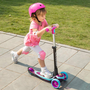 SANSIRP Kick Scooter for Kids,Aluminum Toddler 3 Wheel Scooter Adjustable Handle Polishing with LED Wheels Best for Little Boys & Girls from 2 to 10 Year-Old