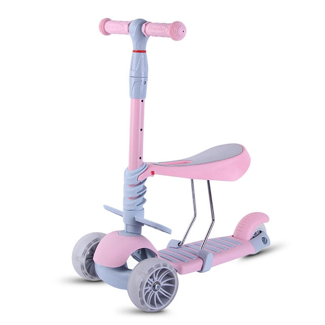 3 In 1 Kids Children Scooter Baby Walker Three-Wheeled Detachable Seat Adult Children Kick Scooter Foldable Baby Health Sports
